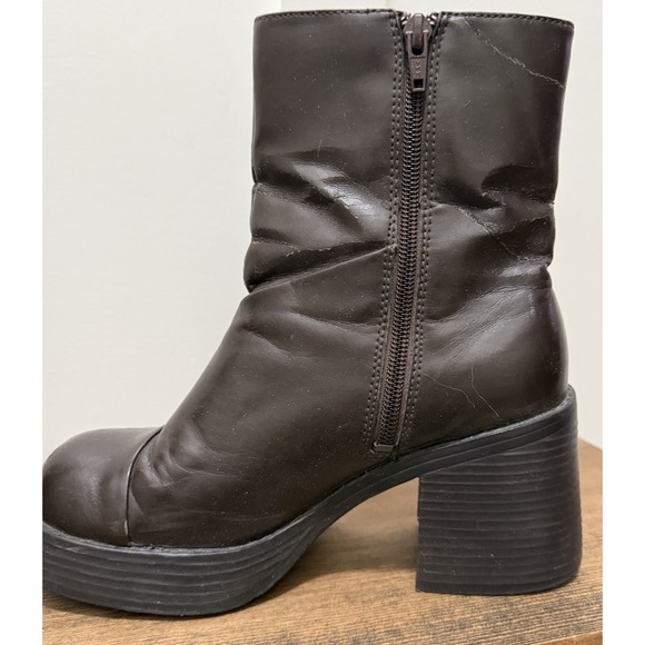 Vintage 90s/Y2k Mudd Lennox Brown Chunky Platform Bratz Goth  Ankle Boots 6.5 - Picture 15 of 16